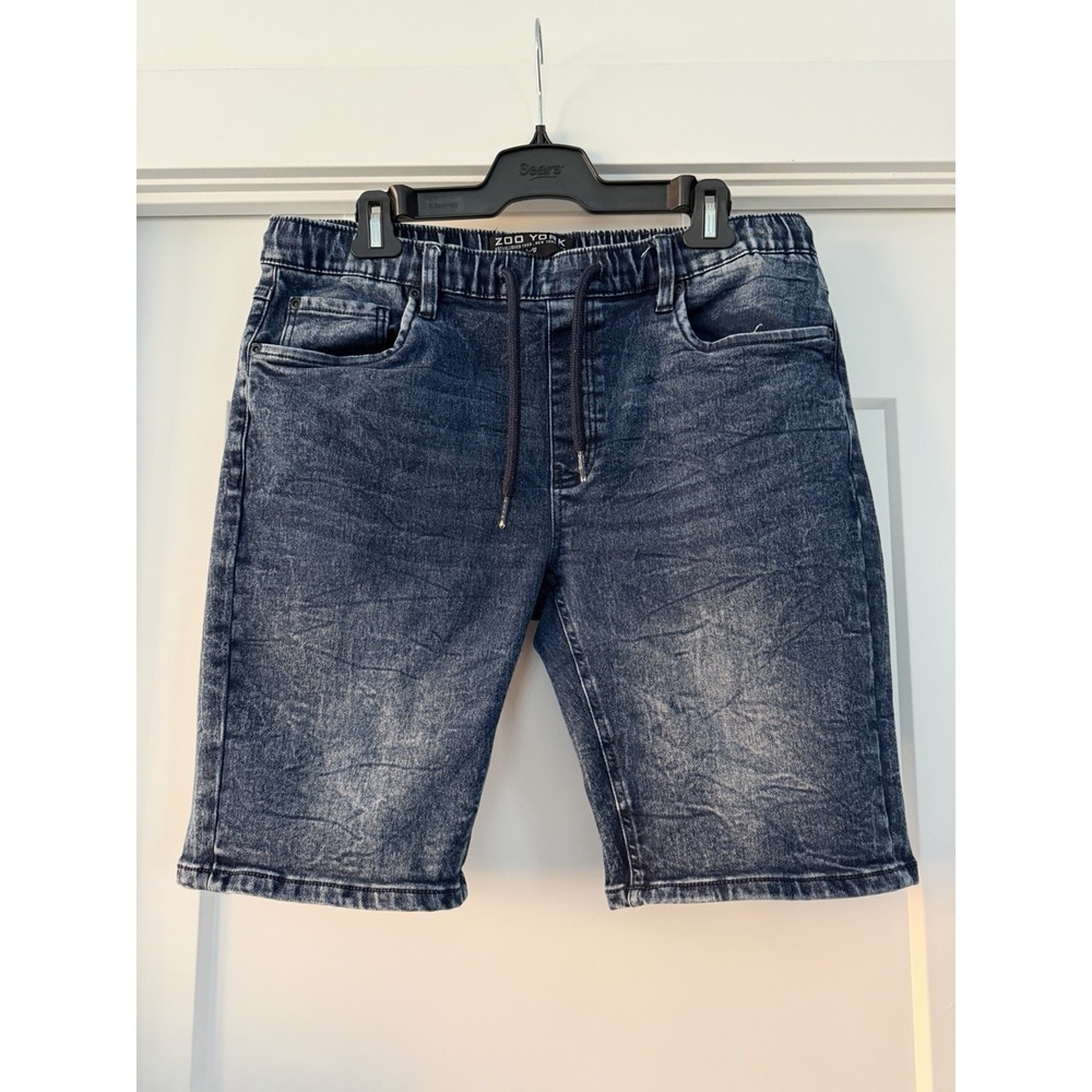 Vintage Y2K Zoo York Jean Shorts Jorts Stretch Jogger Waist Drawstring L/G 2000s